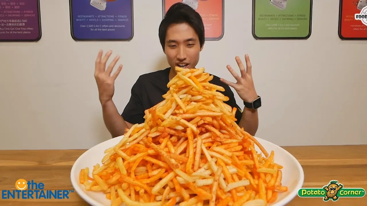 INSANE French Fries Mountain Challenge!   Over 1500 Fries Eaten?!