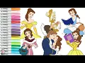 Disney Princess Belle Coloring Book Compilation Belle Adam Lumiere Fifi Beauty and the Beast Kiss