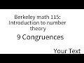 Introduction to number theory lecture 9 Congruences