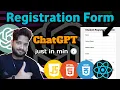 Create Registration form with chatgpt with design html css javascript CodeDynamo2456