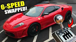 6-SPEED GATED MANUAL Swapping Our Straight Piped Ferrari F430! (SHE RIPS)