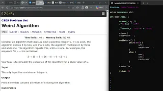 CSES INTRODUCTORY Weird Algorithm Problem