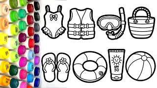 Summer Beach Essentials Coloring Pages Satisfying Coloring