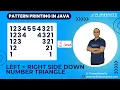 Pattern Printing in JAVA Session 25 Left Right Side Down Number Triangle Pattern Printing
