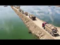 Amazing Base Boundary Building In Water Bulldozer Pushing Clearing Rock Dirt Dump Truck Unloading