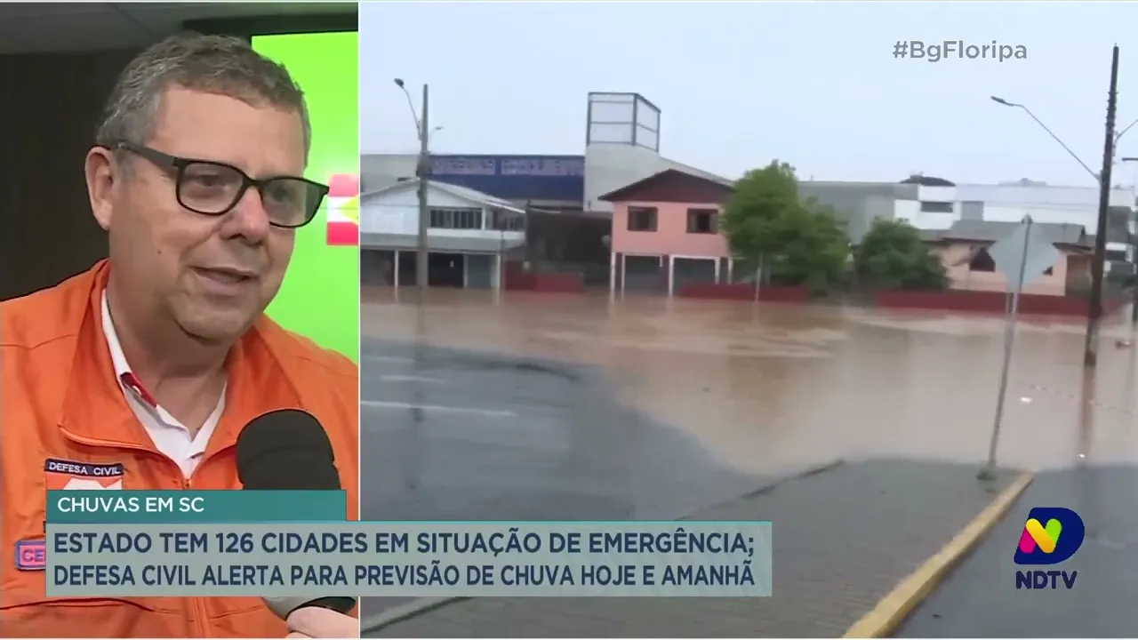 Chuva em SC: 126 cidades estão em situação de emergência