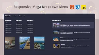 Build Mega Dropdown Menu Navigation Bar Responsive Design HTML CSS Javascript