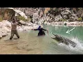 A dangerous crocodile attacks Khadija deep in the river and Khadija cries for help