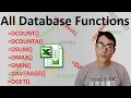 All Database functions in excel DSUM DGET DAVERAGE DCOUNT DMAX DMIN DCOUNTA FORMULA IN EXCEL