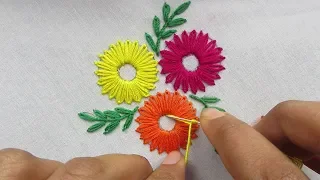 hand embroidery modern lazy daisy stitch beautiful flower embroidery