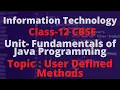 USER DEFINED METHODS TERM 2 INFORMATION TECHNOLOGY CLASS-12 IT 802 UNIT-3 FUNDAMENTALS OF JAVA