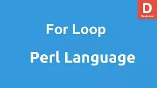 Perl Programming For Loop