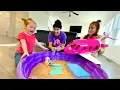Download Lagu BARBIE BEACH inside our HOUSE!! Dream Plane pretend vacation with swimming pool and pet dogs!