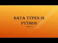 PY - 4 Data Types in Python