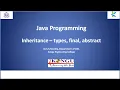 Types of inheritance in Java final methods final classes abstract classes CS Lectures by SKN