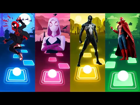 Download MP3 Spiderman vs Spider Gwen vs Black Spiderman vs Spiderman No Way Home | Tiles Hop EDM Rush