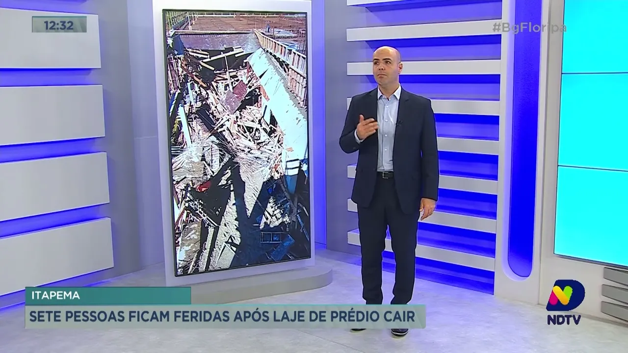 Sete pessoas ficam feridas após laje de prédio cair em Itapema