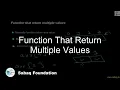Function that return multiple values Computer Science Lecture Sabaq pk