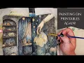 Placing Ephemera Painting on Printables Again Mermaid Journal Folio