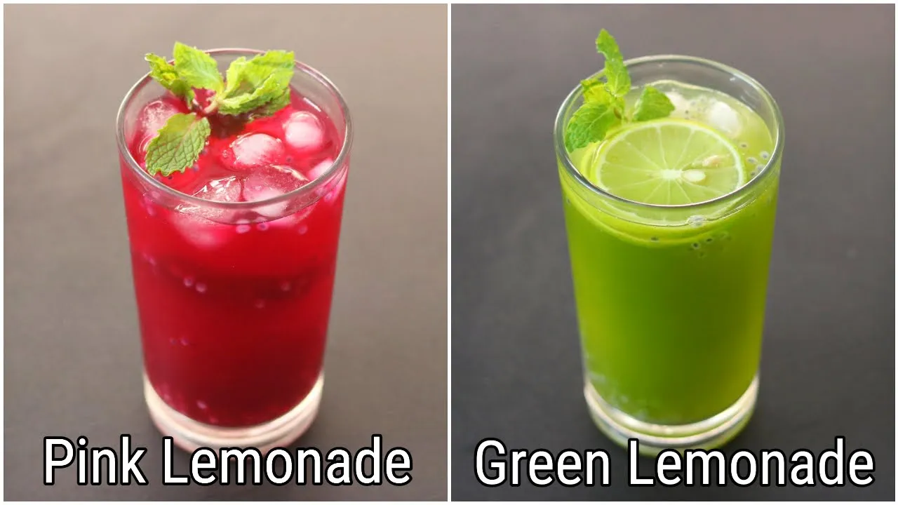 2 Lemonade Recipes - No Soda - Green Lemonade - Pink Lemonade - Healthy Refreshing Summer Drinks