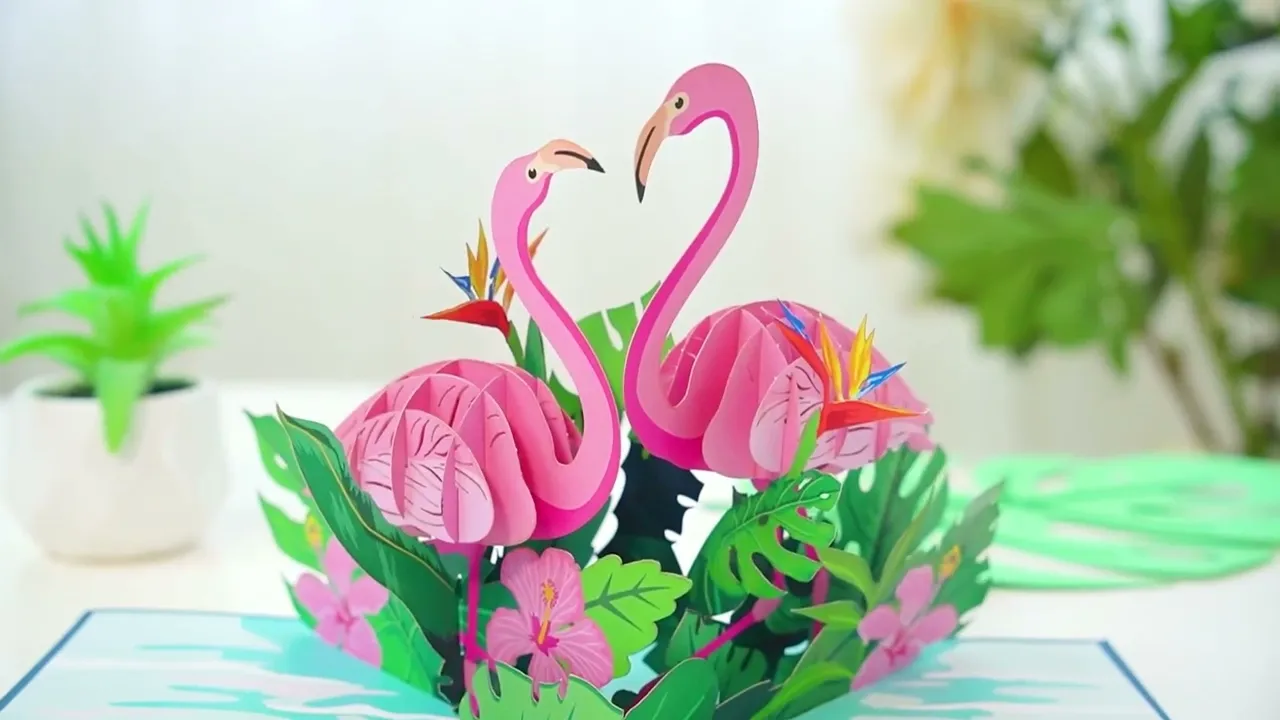 Flamingos Pop Up Card