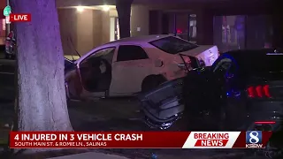 Four injured in Salinas three-vehicle crash witness says cars were racing