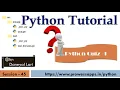 Python Tutorial for Beginners Python Quiz - 1 Python Basics Quiz