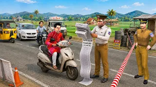 1 Lakh Scooty 10 Lakhs Challans Funny And Hindi Kahaniya Moral Stories Comedy