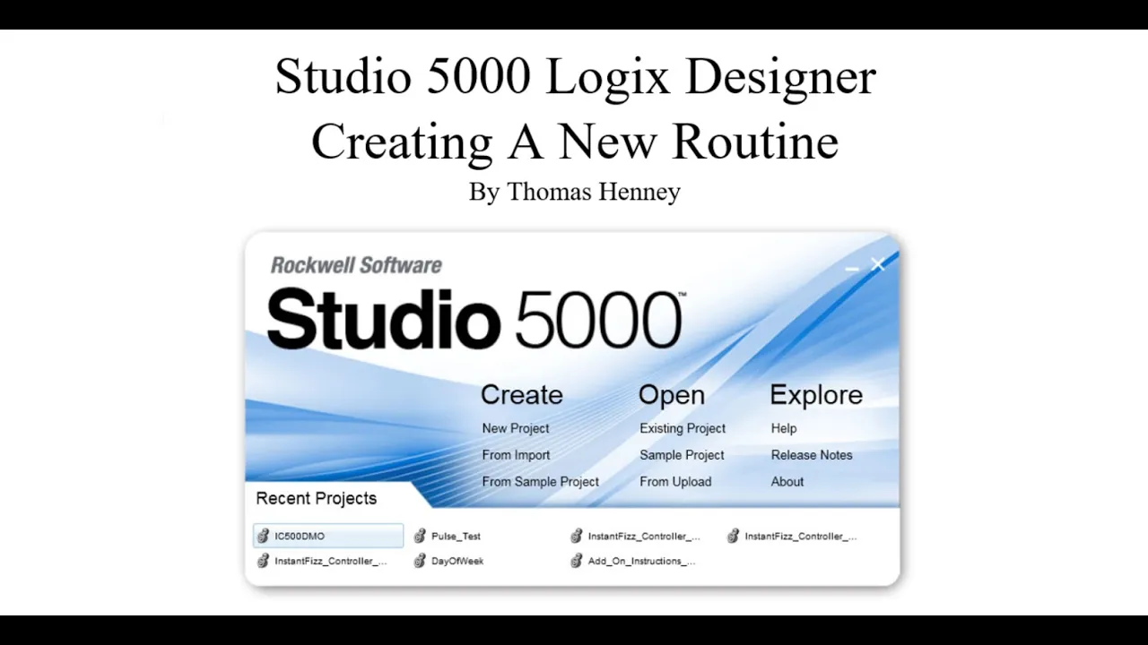 Outline Video 5 Studio 5000 Logix Designer Adding Sub Routines