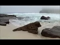 30 min relaxing ocean waves - high quality sound - no music - HD video of a beautiful misty beach