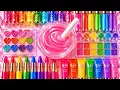 Satisfying Slime ASMR DIY How To Make Crunchy Slime Mixing Makeup Lipstick Eyeshadow Suncreen Nail
