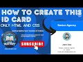 Create Stunning ID Card Using Only HTML and CSS Full Tutorial for Beginners