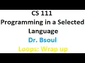 CS111 Programming in a Selected Language Dr Bsoul Loops Wrap up Python