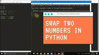 Swap two numbers using third variable in Python Full Python Beginner Course