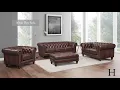 Hydeline Furniture Alton Bay Top Grain Leather Chesterfield Sofa