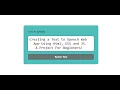 Text-to-Speech Web App Tutorial Full Project with HTML CSS and JavaScript