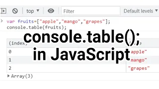 Usage of console table in JavaScript - JavaScript Tips Tricks