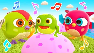 Little frog, where's your tail? Hop Hop and Peсk Peсk are dancing to a children's song.