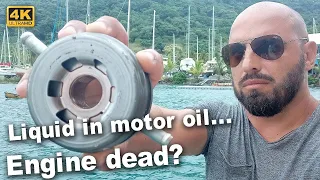 We found water in motor oil… Motor dead? Troubleshooting and solution. Fixing Yanmar 4JH5E