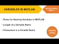 Variables in MATLAB 1 Thumb Rules of Variable Definition in MATLAB