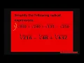 Simplify radical expressions Cube root 216 - cube root 48 cube root of 432