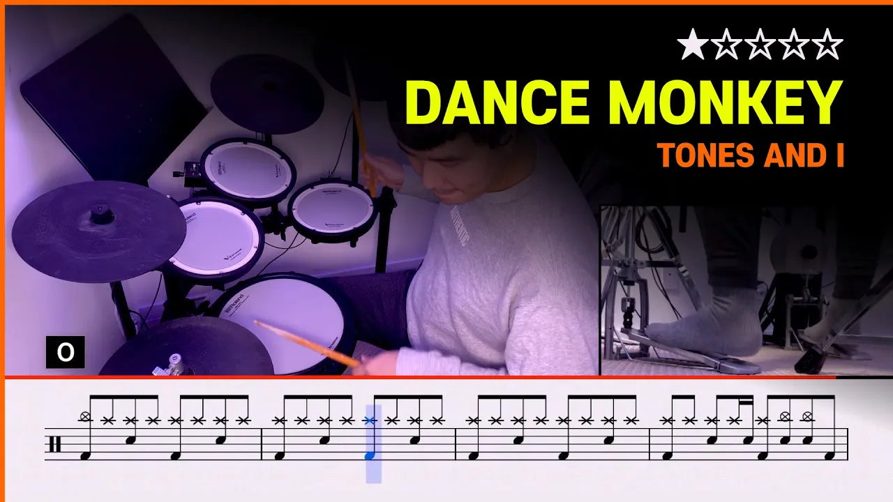 [Lv.03] Dance Monkey - Tones And I (★☆☆☆☆) Pop Drum Cover with Sheet Music