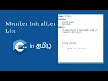 Member Initializer List in Constructors C in Tamil Logic First Tamil