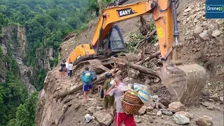 Unable to Drive Vehicles!! Full TRANSFORMATION of Landslide Blocked Mountain Road