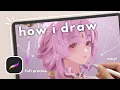 how to draw on procreate FULL digital art illustration process