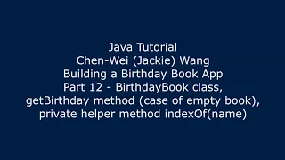 Java Tutorial Birt ay Book App 12