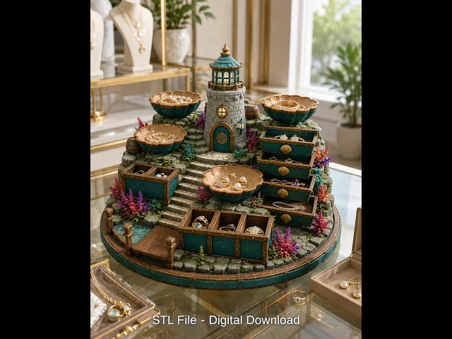 Lighthouse Jewelry Organizer STL File for 3D Print video thumbnail