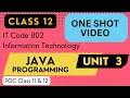 Unit 3 Java Programming One Shot Information Technology IT Code 802 Class 12 CBSE Board Exam