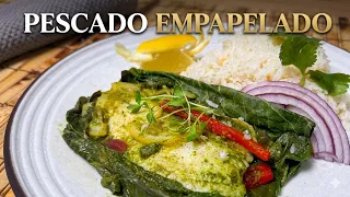 Pescado Empapelado en Hoja Santa con Salsa de Cilantro y Ajo 🌿🐟