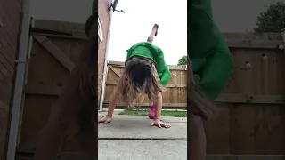 I couldn t properly do the handstand because I didn t have any thing under the dress
